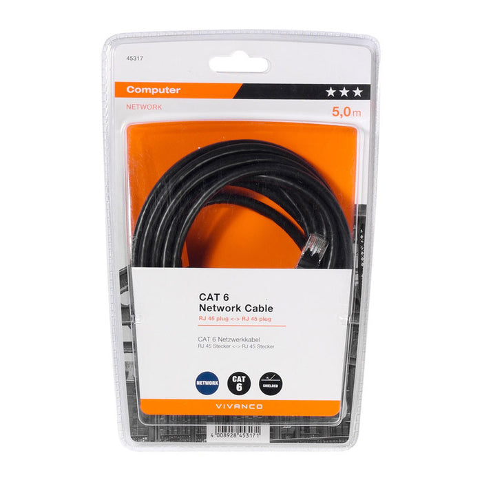 Cable VIVANCO CAT6 UTP 5M BK 45317