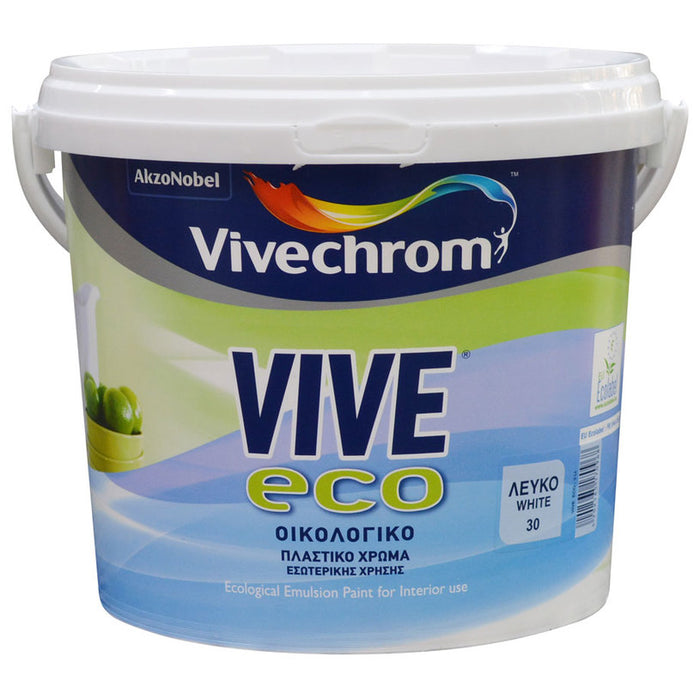INTERIOR ECOLOGICAL PAINT 9 L WHITE COLOR FAST DRYING VIVECHROM VIVE ECO