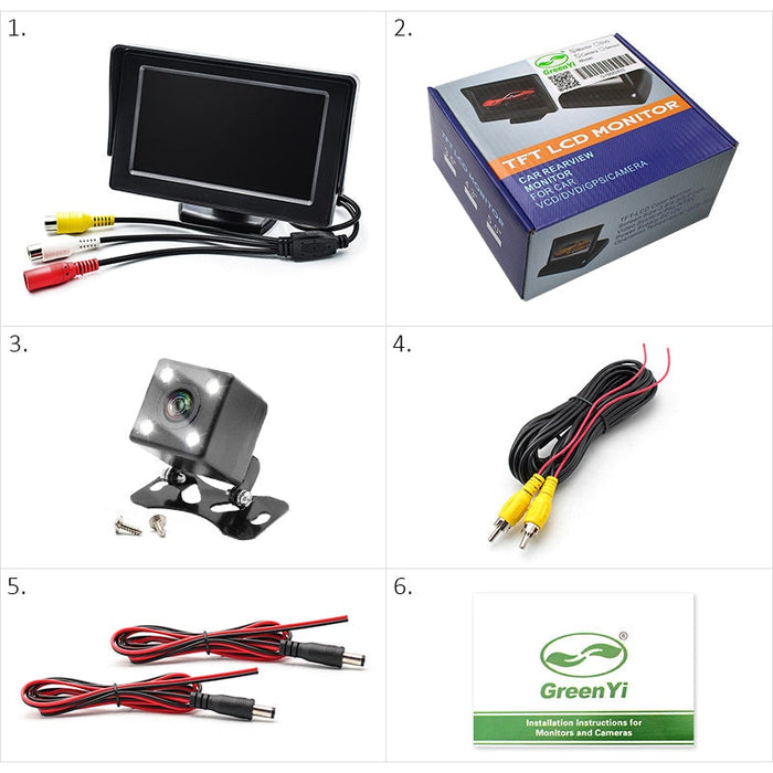 Waterproof reversing camera with a monitor 4.3 "TFT LCD