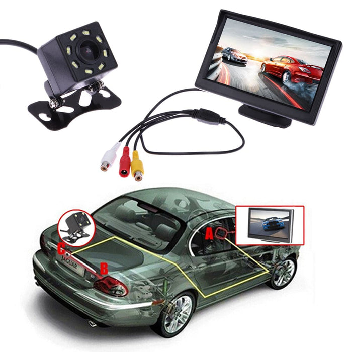 Waterproof reversing camera with a monitor and night vision