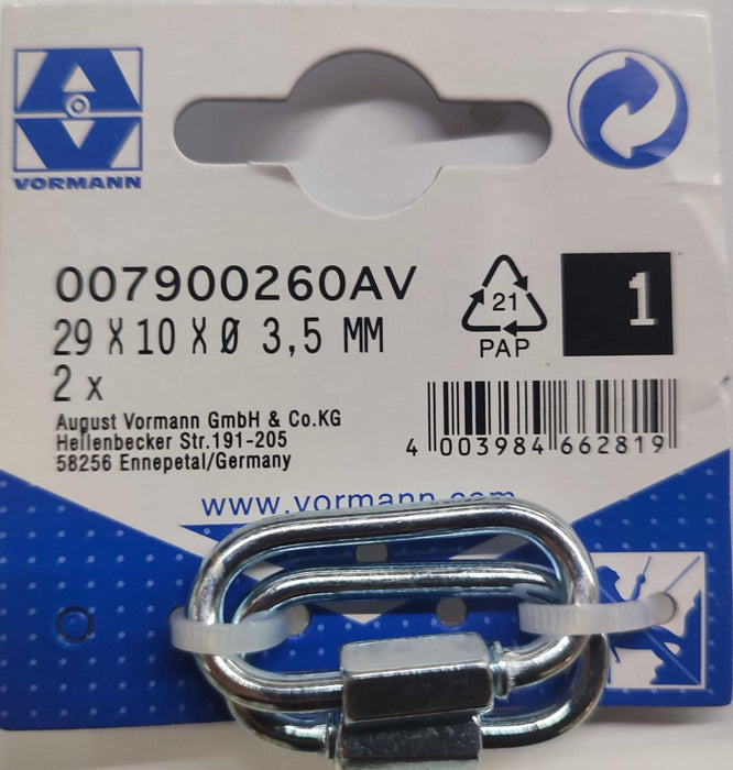 CARABINA OVAL WITH NUT 3.5MM 29/5X10 2PCS