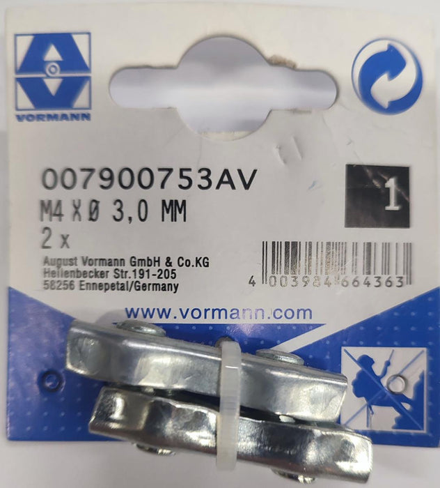 CONNECTION FOR METAL. ROPE DOUBLE 3MM M4 2PCS