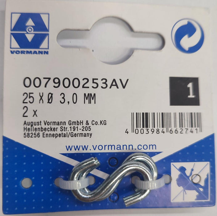 HOOK S-SHAPED POTIN VRN 3MM 23.5/4 2PCS
