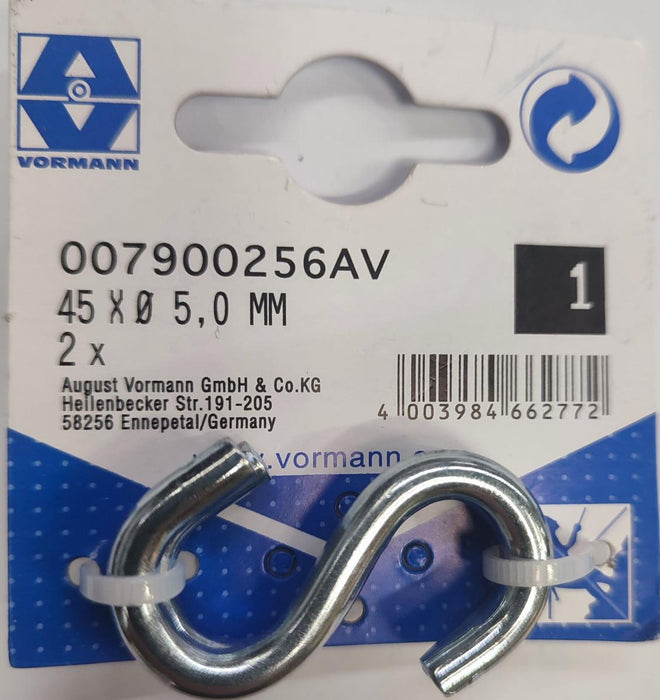 HOOK S-SHAPED POTIN VRN 5MM 40/8 2PCS