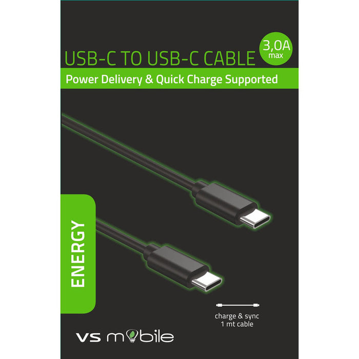 CABLE VSMOBILE USB-C PD/QC 3A, 1 m BLACK