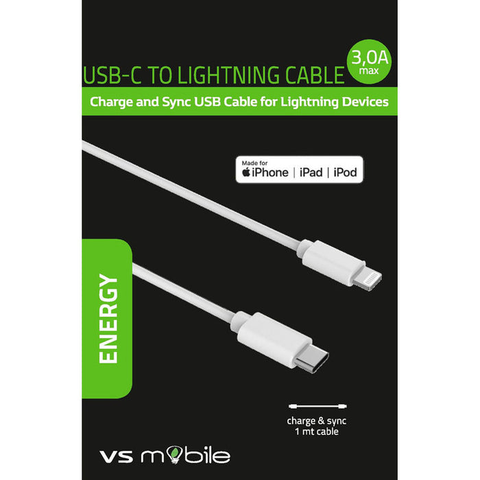 CABLE VSMOBILE USB-C to LIGHTNING 3.0 A 1 m