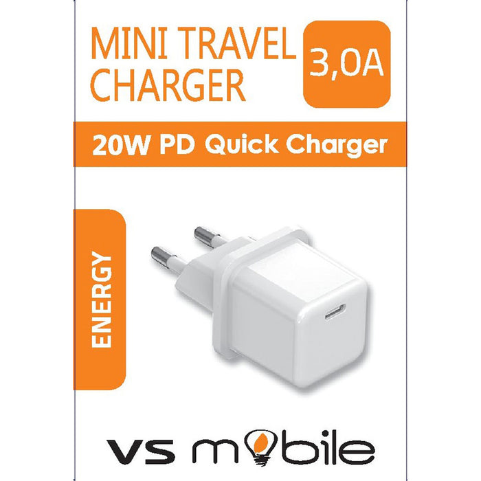CHARGER 220V VSMOBILE 20W PD USB-C WHITE