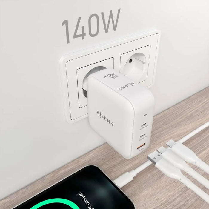 Wall Charger Aisens ASCH-140W3P030-W White 140 W (1 Unit) - Електроника Телефони и таблети<<<Компютри|