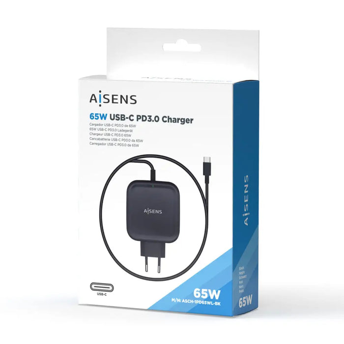 Wall Charger Aisens ASCH-1PD65WL-BK Black 65 W - Електроника Телефони и таблети<<<Компютри| Електроника<<<BigBuy&&&USB