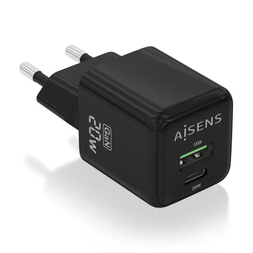Wall Charger Aisens ASCH-20W2P011-BK 20 W Black (1 Unit) - Електроника Телефони и таблети<<<Компютри|