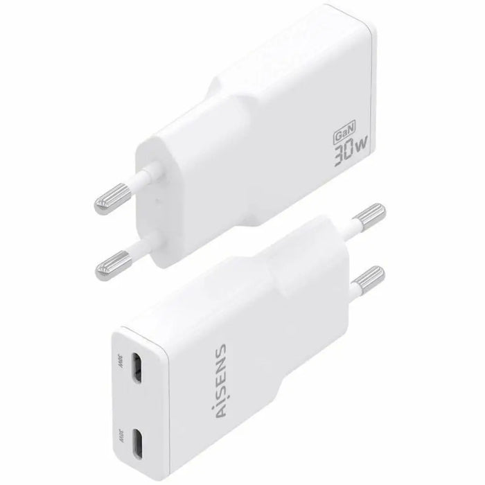 Wall Charger Aisens ASCH-30W2P048-W White 30 W - Електроника Телефони и таблети<<<Компютри| Електроника<<<BigBuy&&&USB