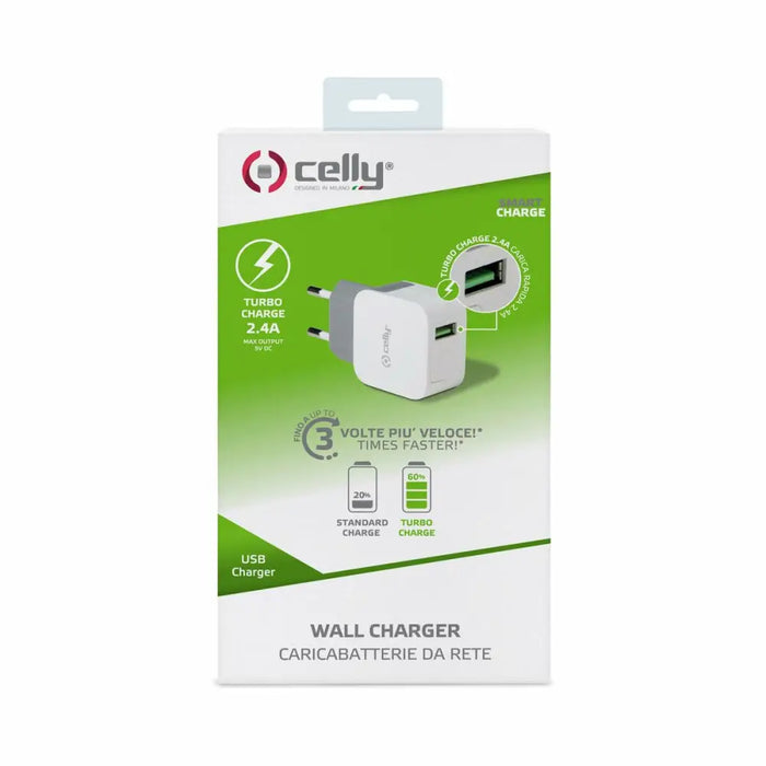 Wall Charger Celly 12 W White - Електроника Телефони и таблети<<<Компютри| Електроника<<<BigBuy&&&USB зарядни и
