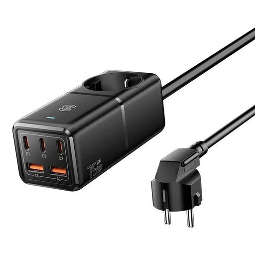 Wall charger Essager ECTAC-BRB01-Z GaN 3xUSB-C 2xUSB-A Gniazdko AC 75W (black) - mains chargers<<<Chargers<<<GSM
