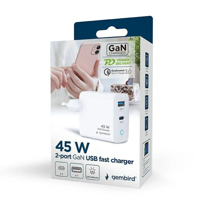Wall Charger GEMBIRD TA-UC-PDQC45L-W-01 White 45 W - USB зарядни и кабели<<<Електроника Телефони и таблети<<<Компютри|