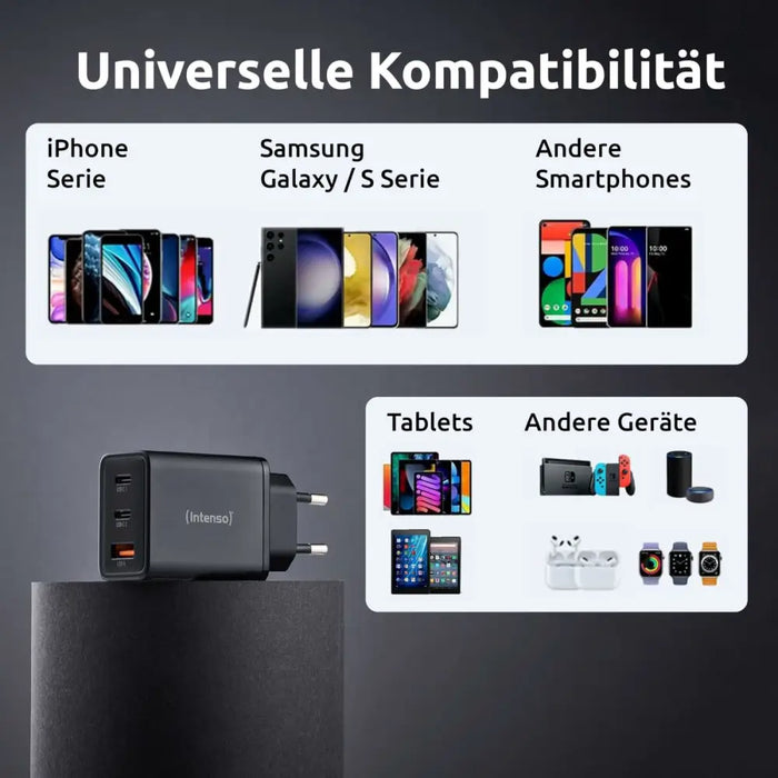 Wall Charger INTENSO W65ACC Black 65 W - Електроника Телефони и таблети<<<Компютри| Електроника<<<BigBuy&&&USB зарядни