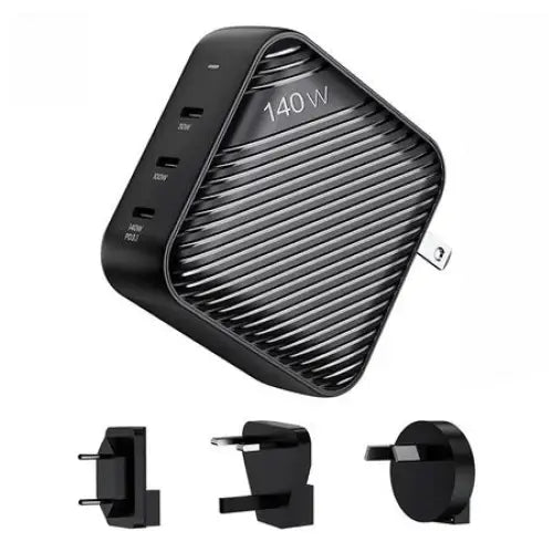 Wall charger INVZI GanHub 3x USB-C 140W EU/UK/AU/US (black) - mains chargers<<<Chargers<<<GSM Accessories<<<InnproXML