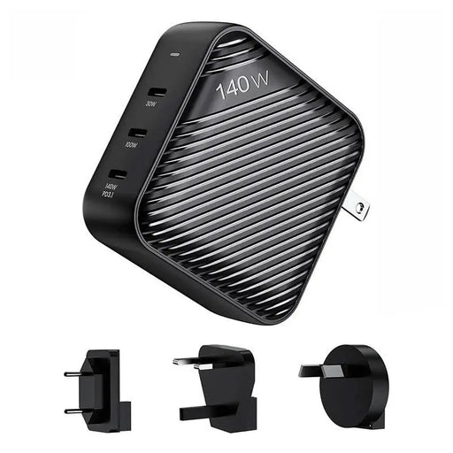 Wall charger INVZI GanHub 3x USB-C 140W EU/UK/AU/US (black) - mains chargers<<<Chargers<<<GSM Accessories<<<InnproXML