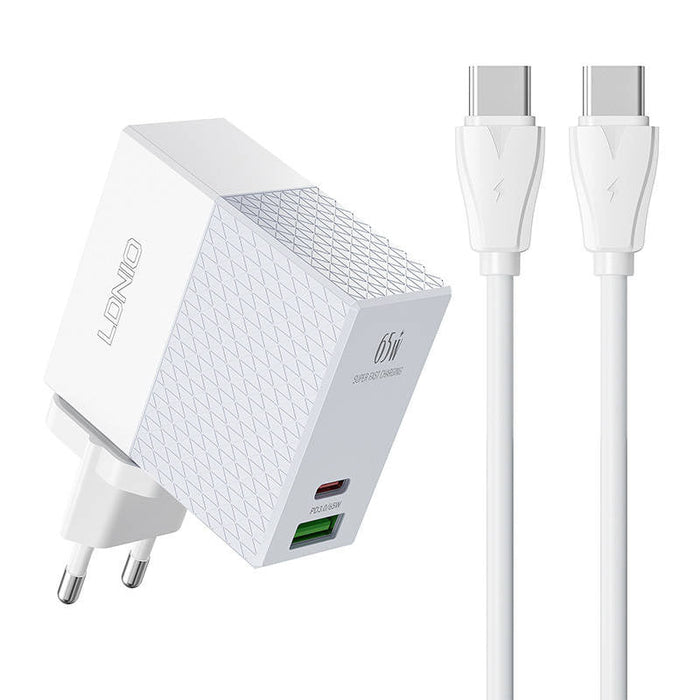 Wall charger LDNIO A2620C USB USB-C 65W + USB-C - USB-C cable - mains chargers<<<Chargers<<<GSM Accessories<<<InnproXML