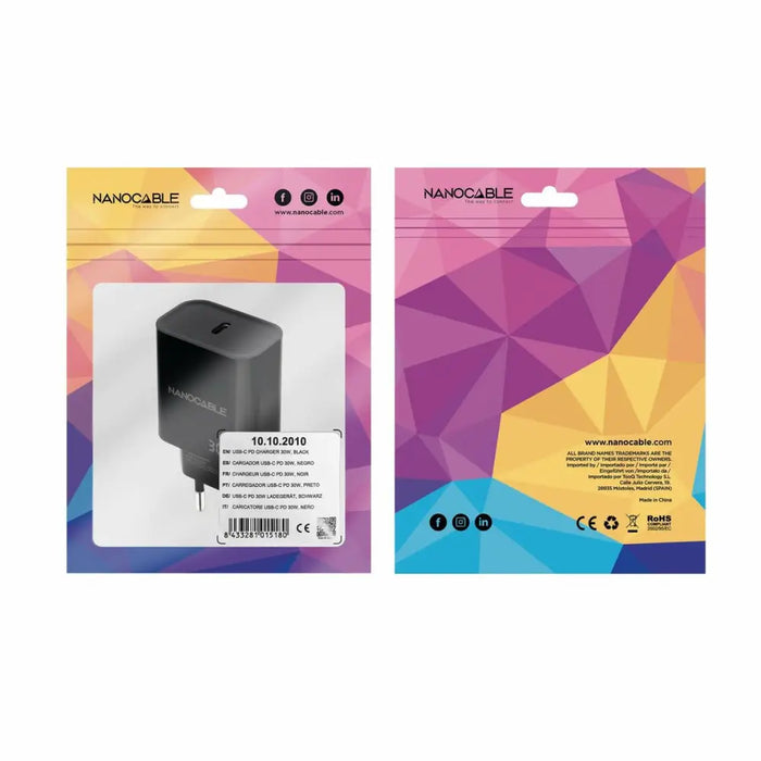 Wall Charger NANOCABLE 10.10.2010 Black - Електроника Телефони и таблети<<<Компютри| Електроника<<<BigBuy&&&USB зарядни