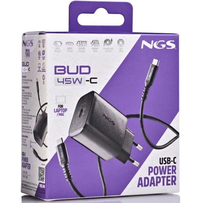Wall Charger NGS NGS Bud 45 W Black - Електроника Телефони и таблети<<<Компютри| Електроника<<<BigBuy&&&USB зарядни и
