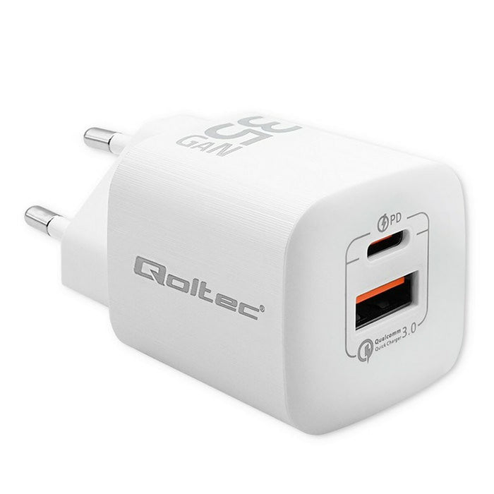 Wall Charger Qoltec 50763 White 35 W - USB зарядни и кабели<<<Електроника Телефони и таблети<<<Компютри|