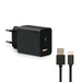 Wall Charger + USB A to USB C Cable KSIX USB Black - Електроника Телефони и таблети<<<Компютри|