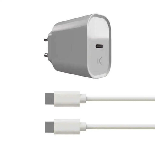 Wall Charger + USB C Cable KSIX White 20W - Електроника Телефони и таблети<<<Компютри| Електроника<<<BigBuy&&&USB