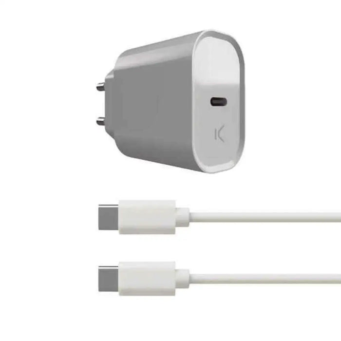 Wall Charger + USB C Cable KSIX White 20W - Електроника Телефони и таблети<<<Компютри| Електроника<<<BigBuy&&&USB