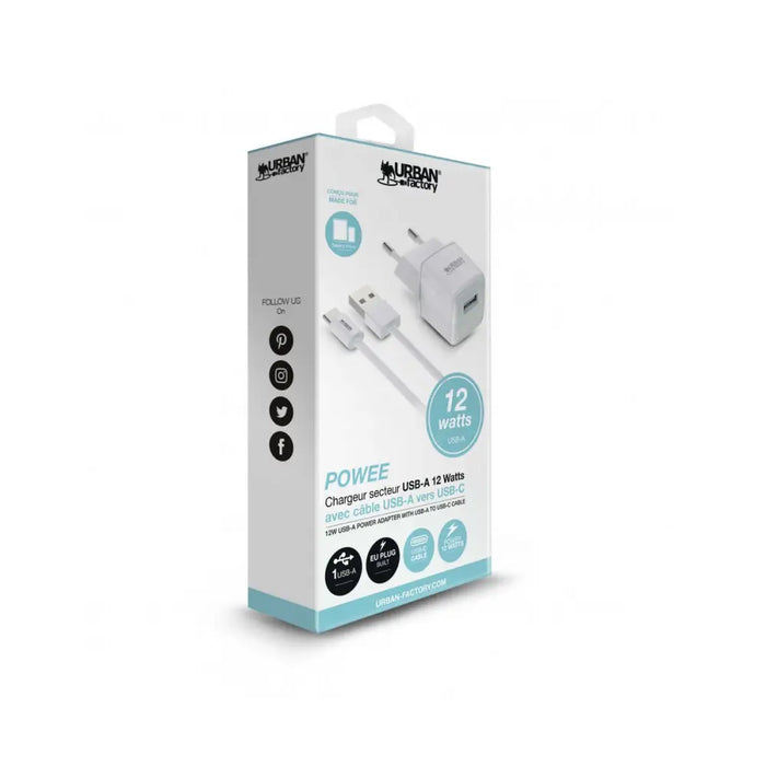 Wall Charger + USB-C Cable Urban Factory PSC25UF White 12 W - Електроника Телефони и таблети<<<Компютри|
