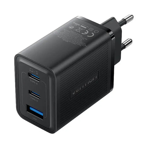 Wall charger Vention FERB0-EU 2xUSB-C USB- A 65W/65W/30W GaN (black) - mains chargers<<<Chargers<<<GSM