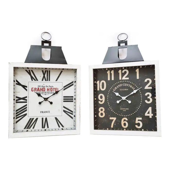 Wall Clock DKD Home Decor 60 x 6 x 89 cm Crystal Black White Iron Traditional MDF Wood (2 Units) - Декорация и