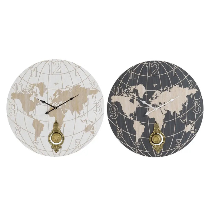 Wall Clock DKD Home Decor Black Beige Metal MDF World Map (58 x 8 x 58 cm) - Декорация и Осветление<<<Дом
