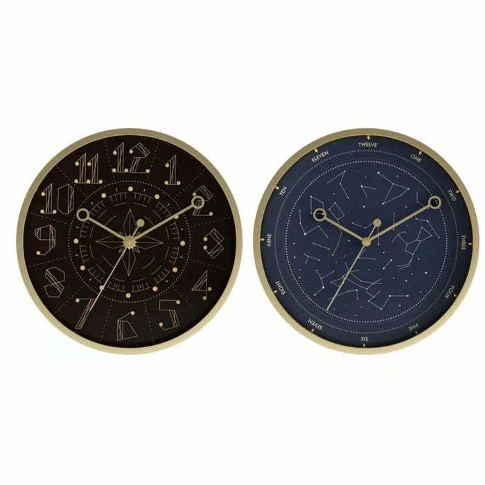 Wall Clock DKD Home Decor Blue Black Aluminium Plastic Modern 30 x 4 x 30 cm (2 Units) - Декорация и Осветление<<<Дом