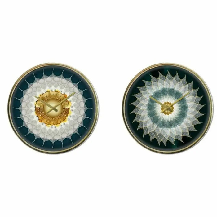 Wall Clock DKD Home Decor Crystal Golden Turquoise Iron Modern (2 Units) (40 x 6 x 40 cm) - Декорация и