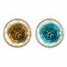 Wall Clock DKD Home Decor Crystal Golden Turquoise Iron Modern (2 Units) (40 x 6 x 40 cm) - Декорация и