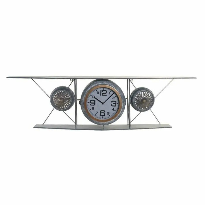 Wall Clock DKD Home Decor Crystal Iron Aeroplane MDF Wood Dark grey (120 x 21 x 33.5 cm) - Декорация и Осветление<<<Дом