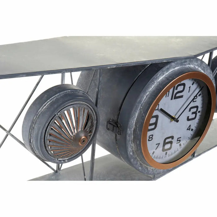 Wall Clock DKD Home Decor Crystal Iron Aeroplane MDF Wood Dark grey (120 x 21 x 33.5 cm) - Декорация и Осветление<<<Дом