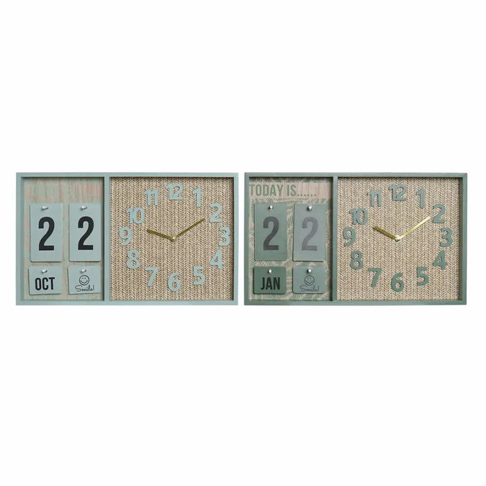 Wall Clock DKD Home Decor Green Wood polypropylene Plastic MDF Wood Tropical 40 x 5 x 24 cm (2 Units) - Декорация и