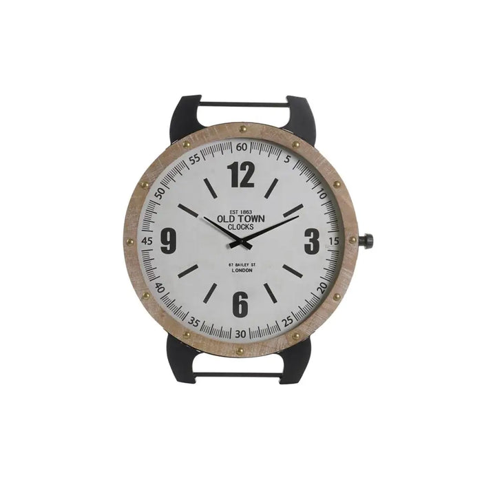 Wall Clock DKD Home Decor Natural MDF White Iron (52 x 5 x 60 cm) - Декорация и Осветление<<<Дом