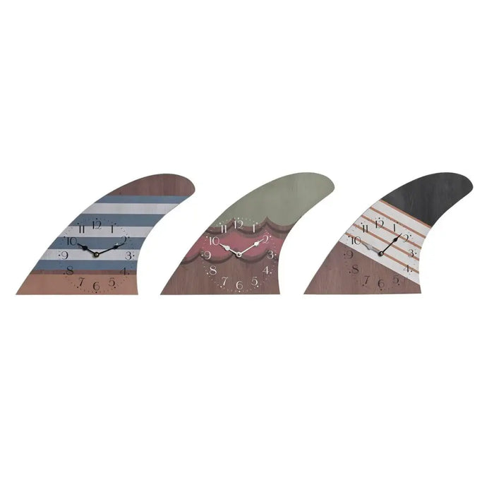 Wall Clock DKD Home Decor Surf Multicolour MDF Wood Mediterranean (30 x 4,5 x 43 cm) (3 Units) - Декорация и