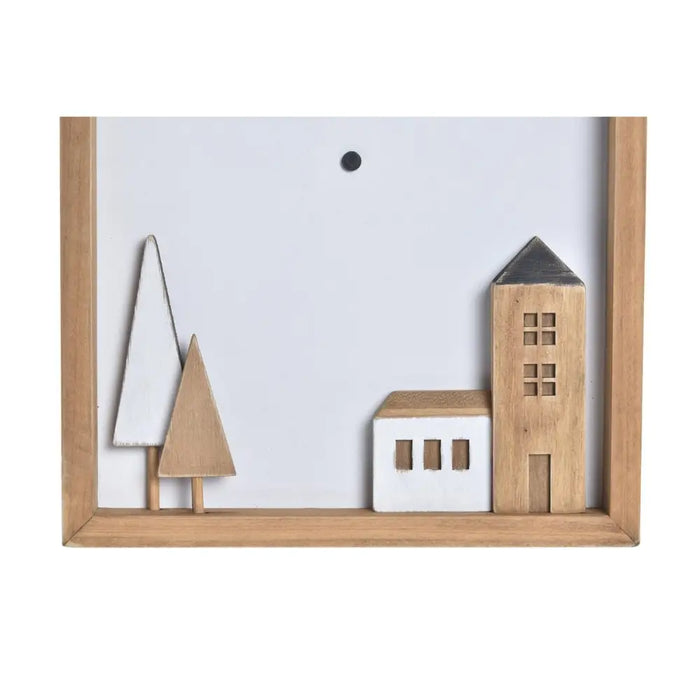 Wall Clock DKD Home Decor White Brown Wood Aluminium Houses Urban 20 x 4 x 30 cm - Декорация и Осветление<<<Дом