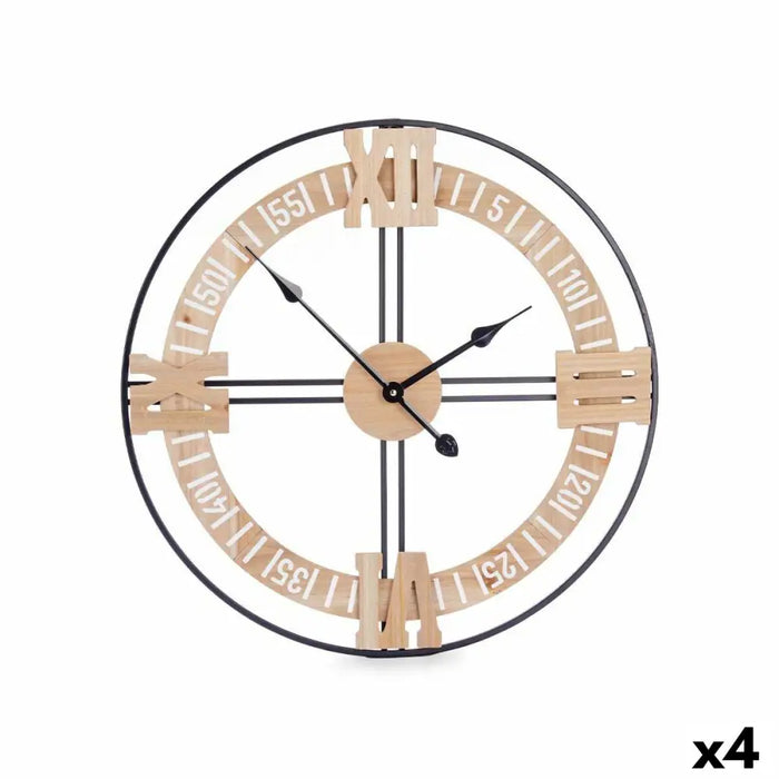 Wall Clock Gift Decor Black Wood Metal MDF Wood 60 x 60 x 5 cm (4 Units) - Декорация и Осветление<<<Дом