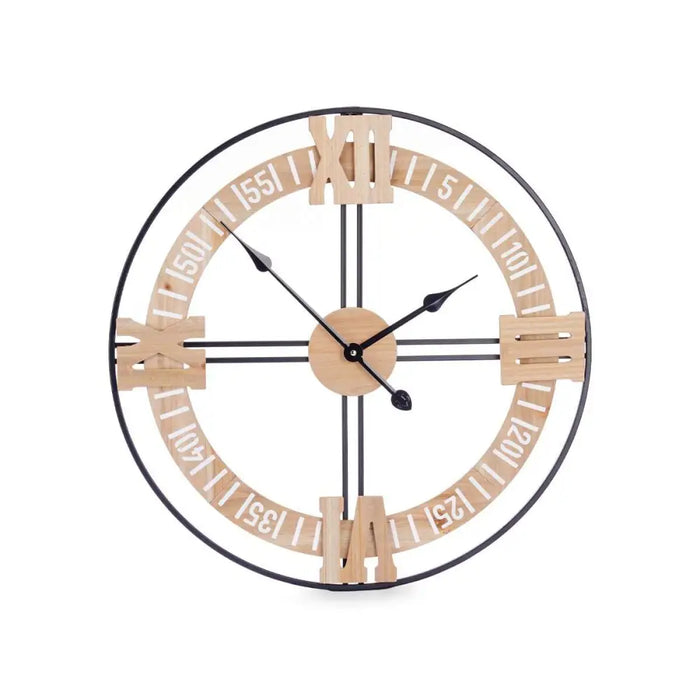 Wall Clock Gift Decor Black Wood Metal MDF Wood 60 x 60 x 5 cm (4 Units) - Декорация и Осветление<<<Дом