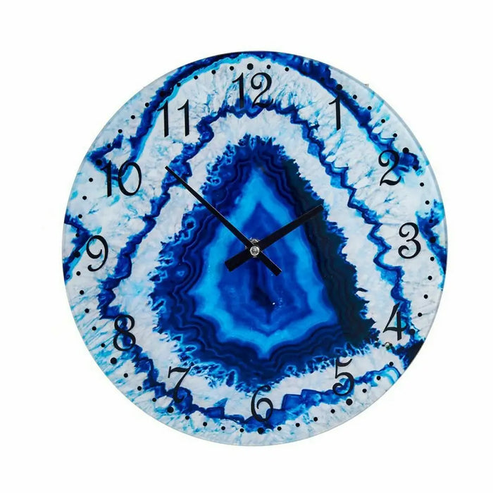 Wall Clock Gift Decor Blue Crystal Marble 30 x 4 x 30 cm (4 Units) - Декорация и Осветление<<<Дом