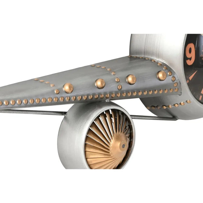 Wall Clock Home ESPRIT Golden Silver Metal Aeroplane Vintage 114 x 11 x 40 cm - Декорация и Осветление<<<Дом