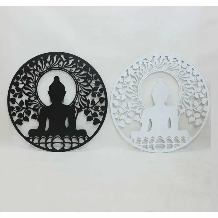 Wall Decoration DKD Home Decor 98 x 1 x 98 cm 100 x 1 x 100 cm Black Buddha White Oriental (2 Units) - Декорация и
