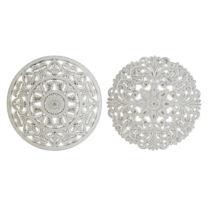 Wall Decoration DKD Home Decor White Mandala Indian Man Aged finish 30 x 2 x 30 cm (2 Units) - Декорация и