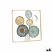 Wall Decoration Gift Decor Yellow Blue White Multicolour Golden Metal Crystal Flowers Mirror 45 x 45 x 2 cm (4 Units)