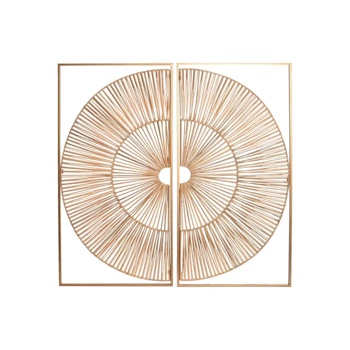 Wall Decoration Home ESPRIT Golden Natural 50 x 2 x 100 cm (2 Pieces) - Декорация и Осветление<<<Дом