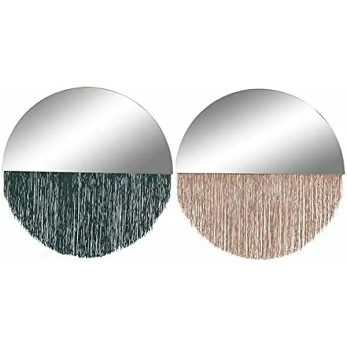 Wall mirror DKD Home Decor Green Golden Fringe 50 x 0,5 x 50 cm (2 Units) - Декорация и Осветление<<<Дом